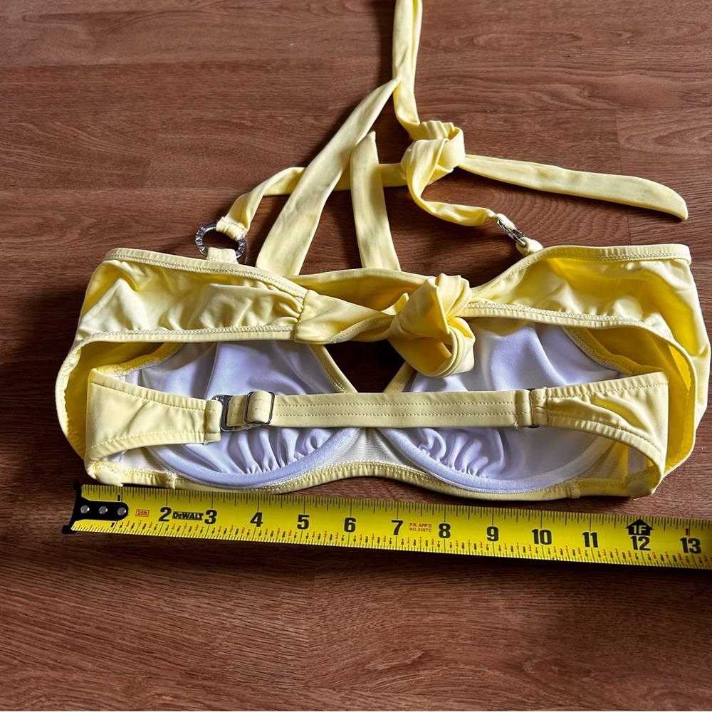 Venus Yellow bikini top w gorgeous silver ring detail Size S Sz 32C, 34B, 36A - Picture 5 of 7